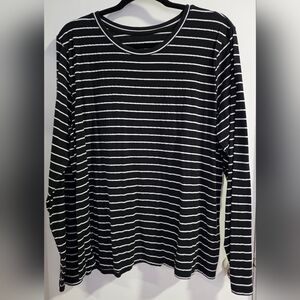 Time And Tru Striped Long Sleeve Tee, Black, Size XXXL